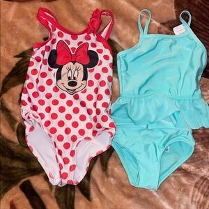 Mini Disney, one piece swimsuit and a wonder nation two piece swimsuit, both 2t